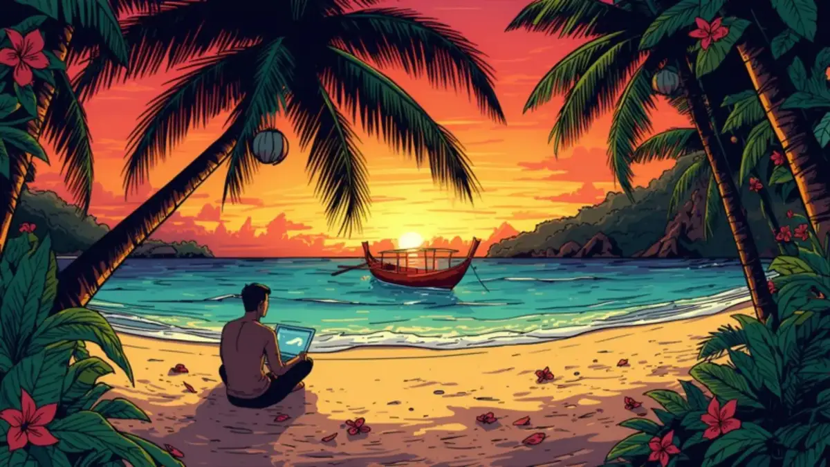 Comic-Illustration: Digital Nomad Lifestyle auf Koh Phangan